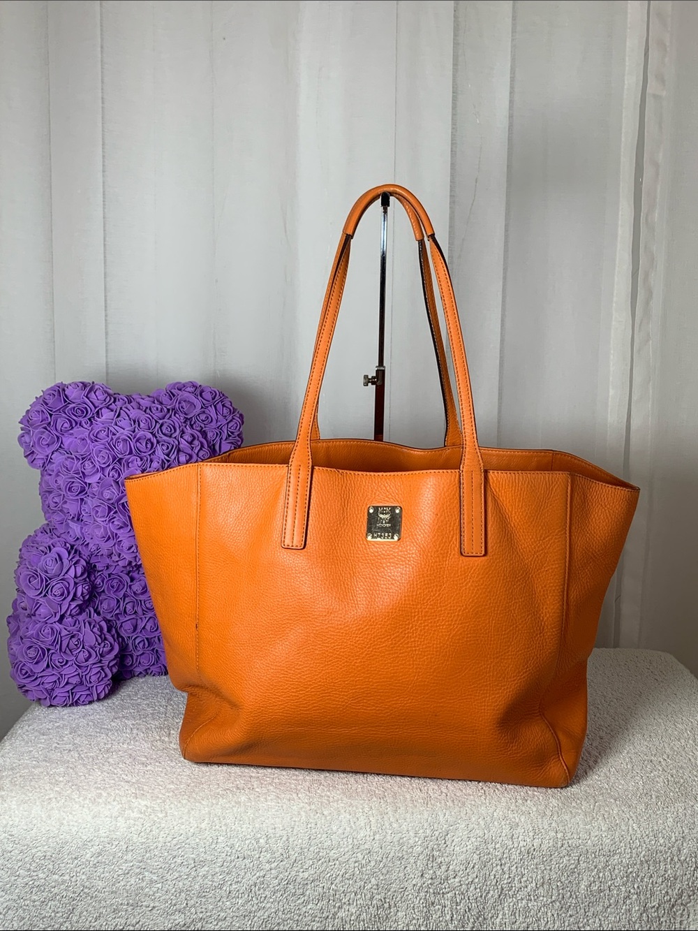 GUC MCM Orange Shopper Tote